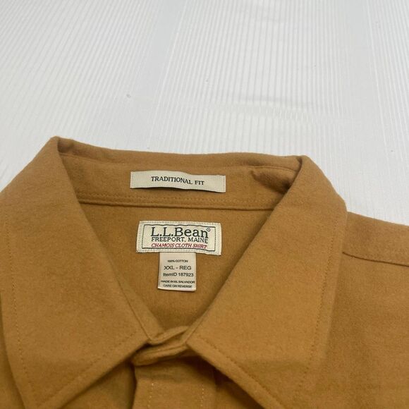 L.L. Bean Chamois Cloth Traditional Fit Camel Shirt Button Down Size XXL Regular - Picture 2 of 6